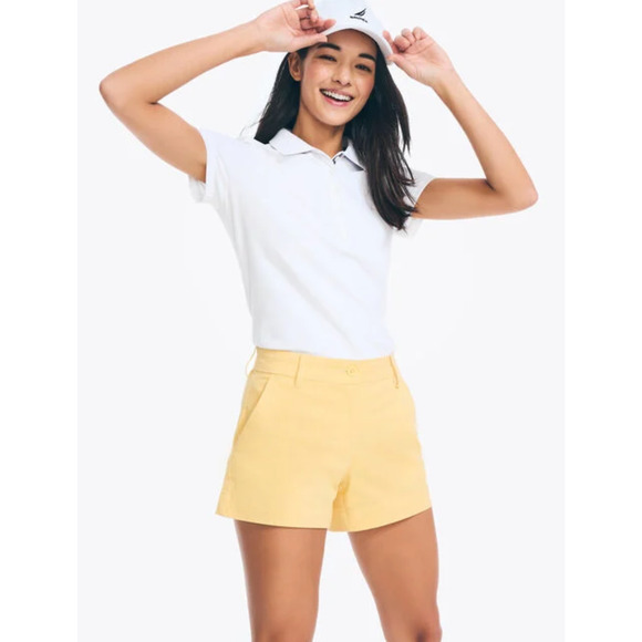 Nautica Womens Yellow Sundial Stretch Twill Slash Pocket Shorts Size 16 NWT - Picture 1 of 10